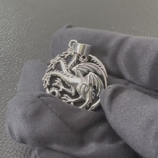 Handcrafted 925 Sterling Silver Dragon Pendant Mythical Creature House of Dragon Wyvern Hydra Pendant/Necklace Silver Jewelry Gift by VINTZ