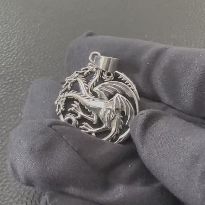 Handcrafted 925 Sterling Silver Dragon Pendant Mythical Creature House of Dragon Wyvern Hydra Pendant/Necklace Silver Jewelry Gift by VINTZ