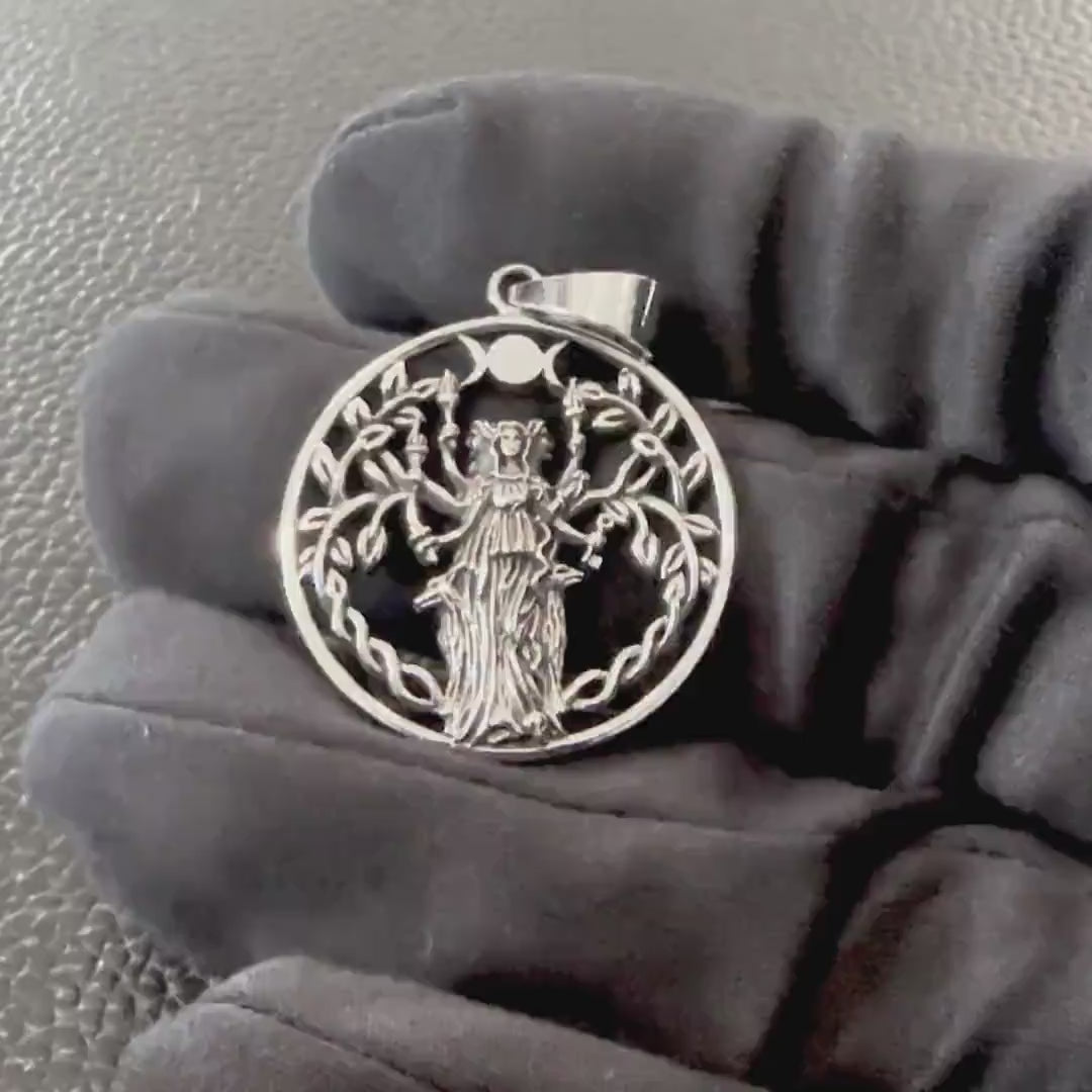 Handcrafted 925 Sterling Silver Moon Goddess Pendant Luna Deities Crescent Moon Goddess Wiccan Pendant/Necklace Silver Jewelry Gift by VINTZ