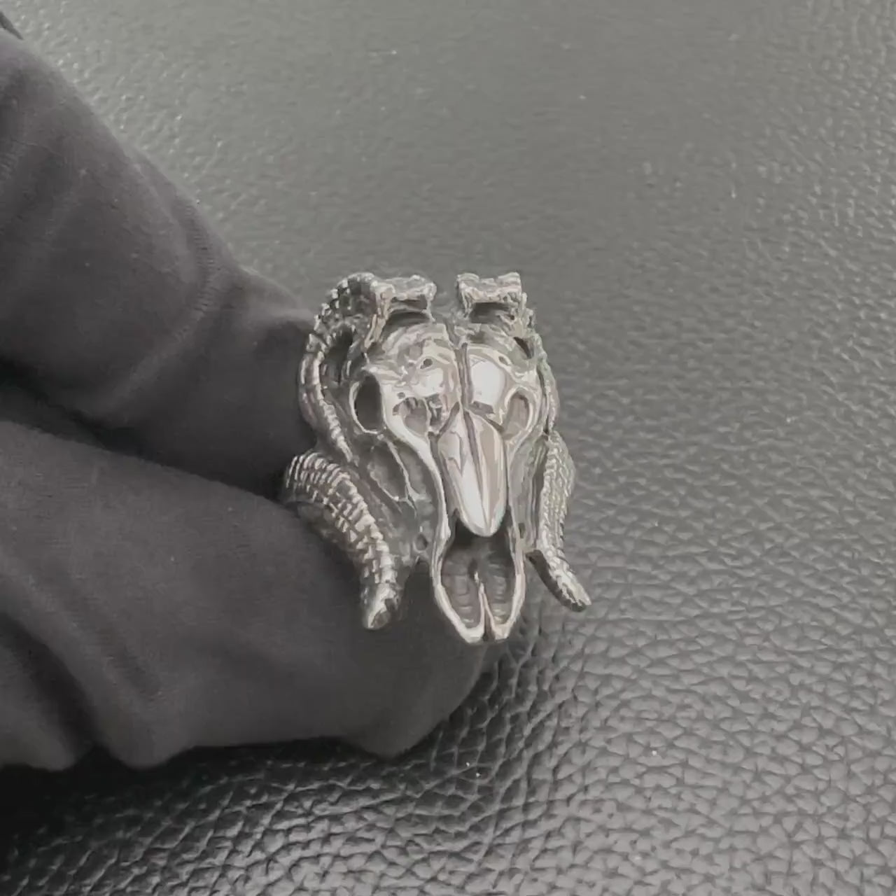 Handcrafted 925 Sterling Silver Bull Ring Gothic Bull Skull Heavy Animal Ring Silver Jewelry Accessories Gift by VINTZ