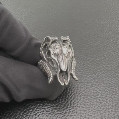 Handcrafted 925 Sterling Silver Bull Ring Gothic Bull Skull Heavy Animal Ring Silver Jewelry Accessories Gift by VINTZ
