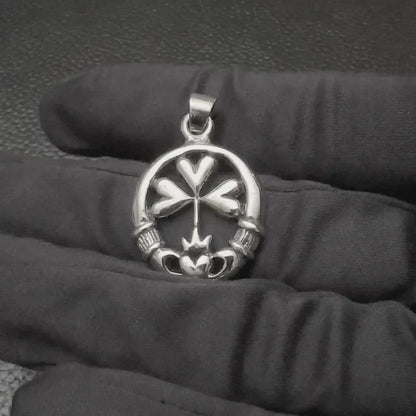 Claddagh Irish Heart Lucky Clover Pendant/Necklace