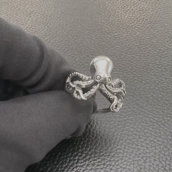 Handcrafted 925 Sterling Silver Octopus Ring Kraken Sea Monster Ring Silver Jewelry Accessories Gift by VINTZ