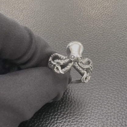 Handcrafted 925 Sterling Silver Octopus Ring Kraken Sea Monster Ring Silver Jewelry Accessories Gift by VINTZ