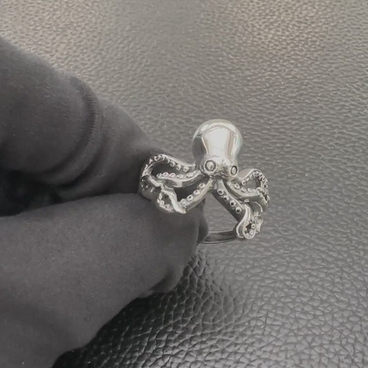 Handcrafted 925 Sterling Silver Octopus Ring Kraken Sea Monster Ring Silver Jewelry Accessories Gift by VINTZ