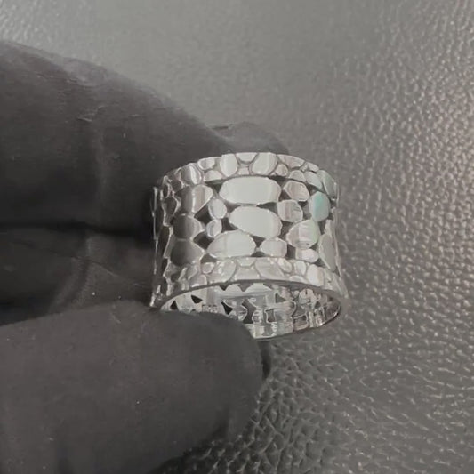 Handcrafted 925 Sterling Silver Pebble Ring Cobblestone Earth Elements Stone Ring Silver Fashion Jewelry Accessories Gift by VINTZ