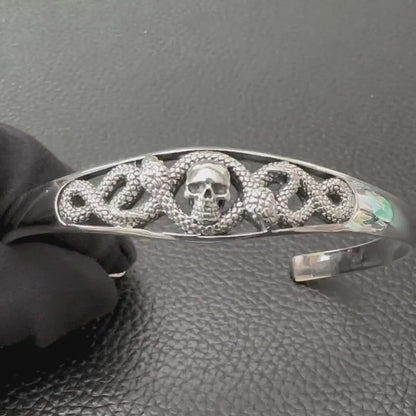 Skull Punk Biker Skeleton Gothic Snake Cuff Bracelet