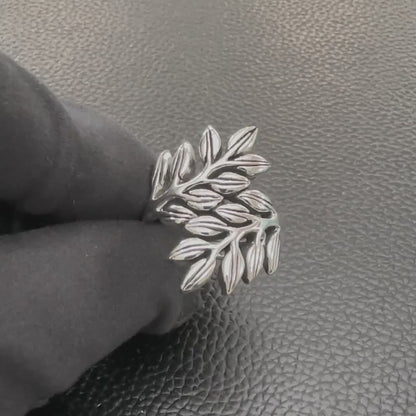 Handcrafted 925 Sterling Silver Olive Leaf Ring Silver Jewelry Fashion Accessories Gift by VINTZ