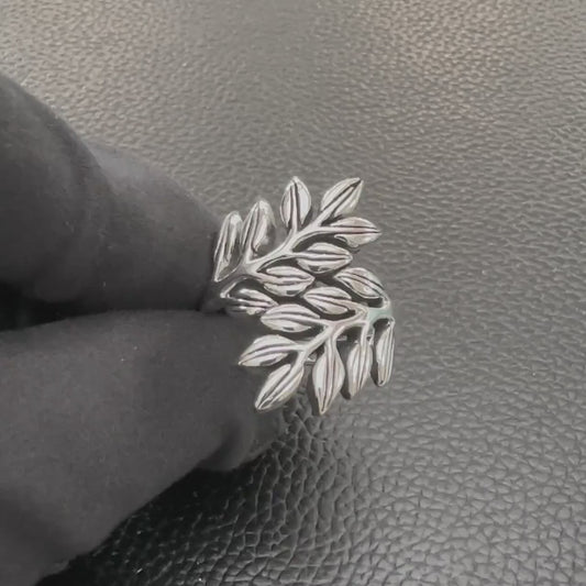 Handcrafted 925 Sterling Silver Olive Leaf Ring Silver Jewelry Fashion Accessories Gift by VINTZ